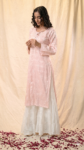 Blush Pink Handcrafted Chikankari Cotton Kurti