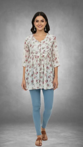 Floral Tunic with Lace Detailing