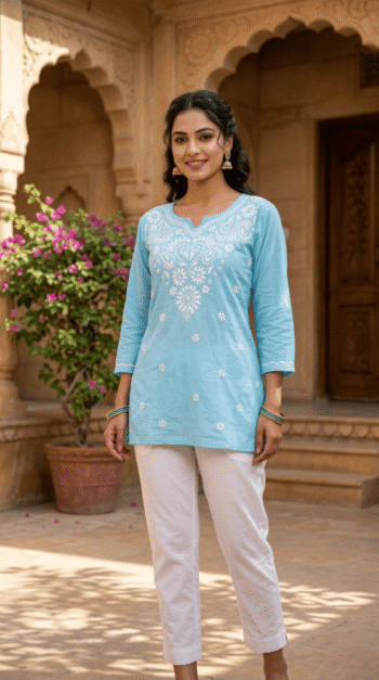 Handcrafted Chikankari Short Kurti