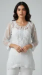 Handcrafted Chikankari Short Kurti Top – Sheer Elegance