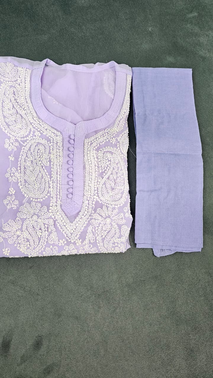 Lavender Chikankari Handcrafted Kurti with Free Spaghetti Inner (4)