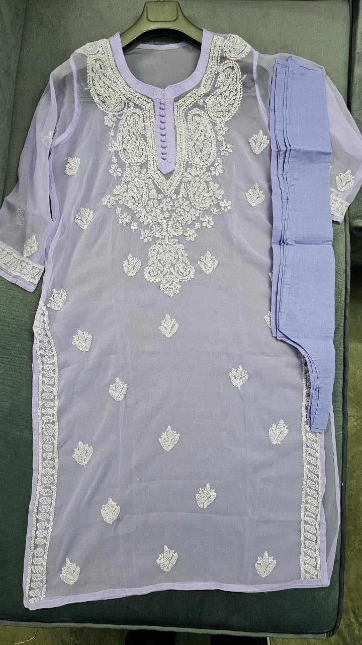 Lavender Chikankari Handcrafted Kurti with Free Spaghetti Inner (6)