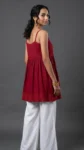 Red Chikankari Handcrafted Cotton Frock Top (1)