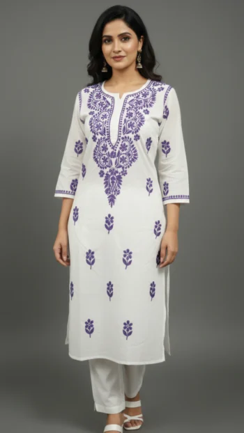 White Handcrafted Chikankari Kurti