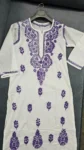 White Handcrafted Chikankari Kurti with Purple Embroidery (4)