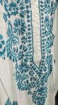 White Handcrafted Chikankari Kurti with Sea green Embroidery (1)