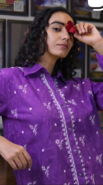 Purple Chikankari Handcrafted Multi-Styling Top